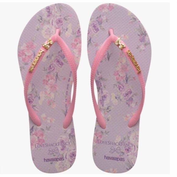 💜 LoveShackFancy x Havaianas Women's Hibiscus Slim Flip Flops NIB - Picture 1 of 11